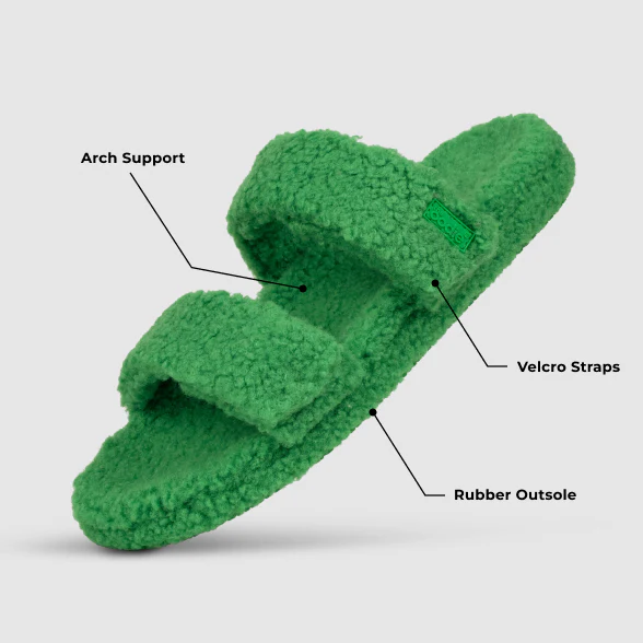Black Two Strap Sherpa Slide - Image 6